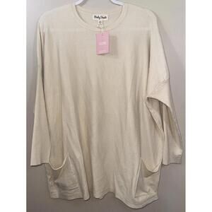 Boutique Sz M/L Beige French Terry Style Peasant Pull Over Blouse Versatile New